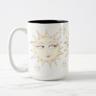Here comes the sun...bright eyed sun Two-Tone coffee mug