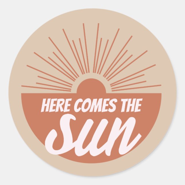 Here comes the sun classic round sticker (Front)
