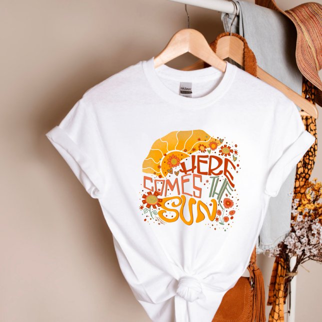 Here Comes the Sun Cute Floral Inspirivity T-Shirt (Creator Uploaded)
