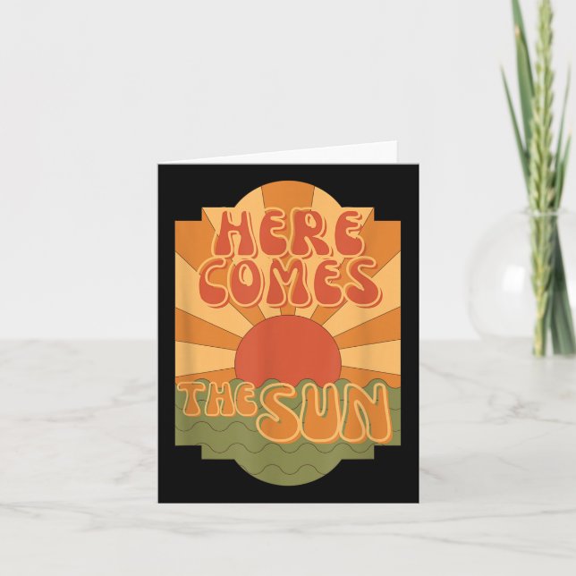 Here Comes The Sun, Hippie Boho Summer, Retro  Card (Front)