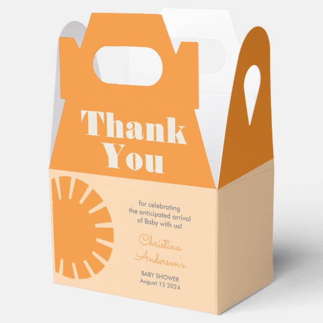 Here Comes the Sun Retro Baby Shower Favour Box (Opened)