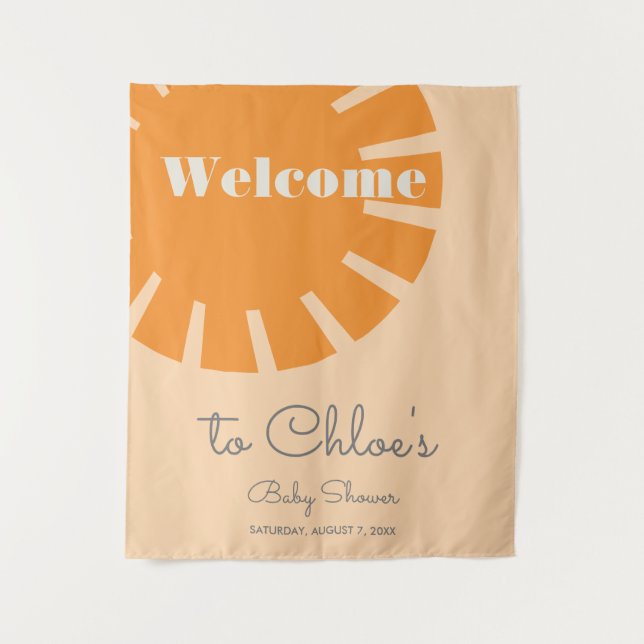 Here Comes the Sun Retro Baby Shower Tapestry (Front)