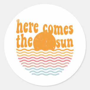 Here Comes the Sun Retro Classic Round Sticker