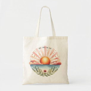 "Here Comes The Sun" Rising Sun Over Water Tote Bag