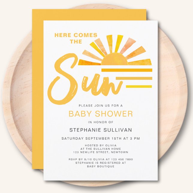 Here Comes The Sun Sunrise Baby Shower  Invitation (Creator Uploaded)