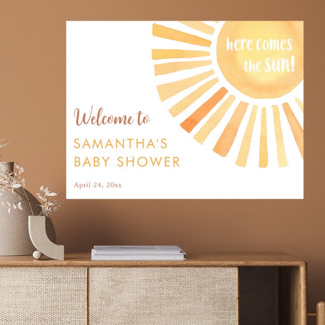 Here comes the sun sunshine baby shower welcome poster (Creator Uploaded)