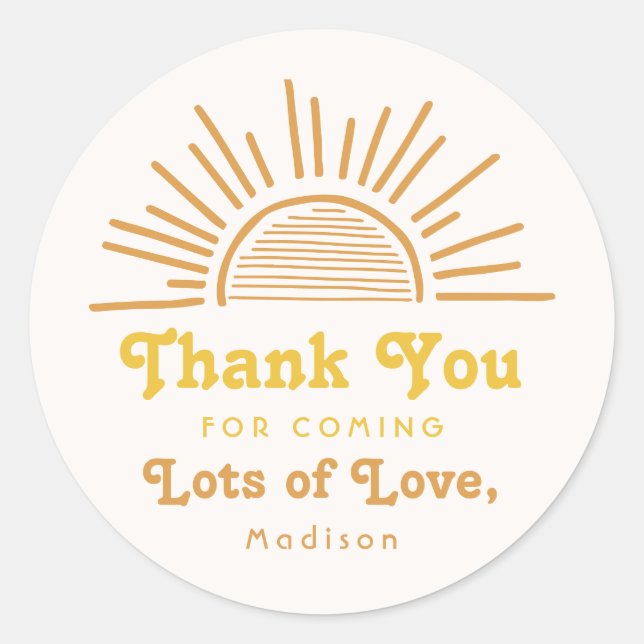 Here Comes The Sun Thank You Sticker | Sun Shower (Front)