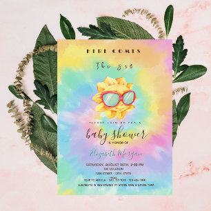 Here Comes The Sun Tie Dye Baby Shower   Invitation