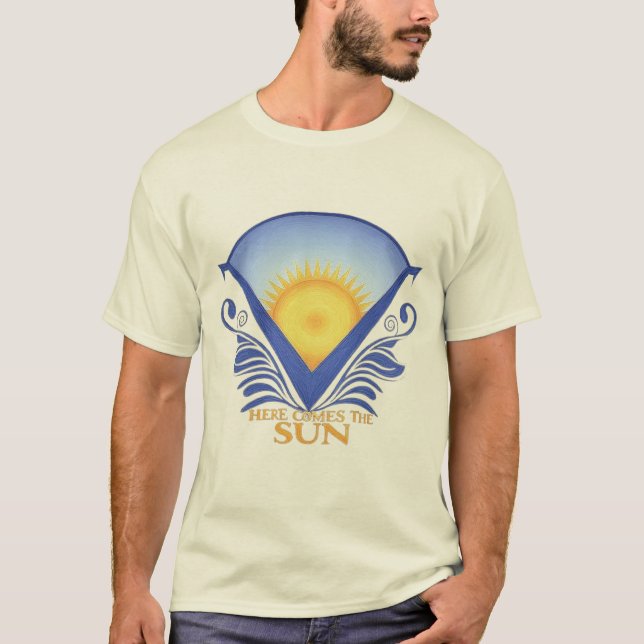 Here Comes the Sun - Vibrant Sunrise Graphic Tee (Front)