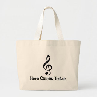 Here Comes Treble. Large Tote Bag