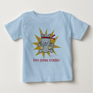 "Here comes trouble!" Funny kitten top
