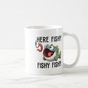 Here Fishy Fisherman Funny Fishing Lover Cute Fish Coffee Mug