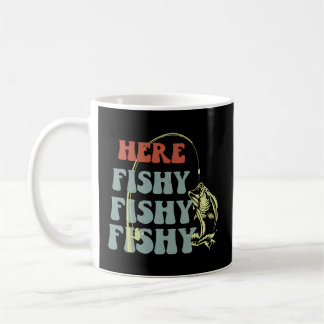 Here Fishy Fishing-Shirt Bass Fish Coffee Mug