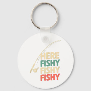 Here-fishy Funny Fishing Design B Fish _1 Key Ring