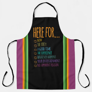 Here for now Stripes Gfx Black BG Apron