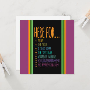Here for now Stripes Gfx Black BG Flat Card