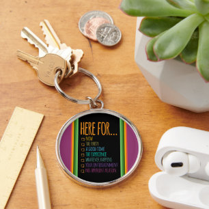 Here for now Stripes Gfx Black BG Key Ring