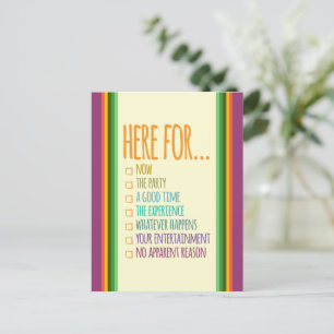 Here for now Stripes Gfx Ivory BG Postcard