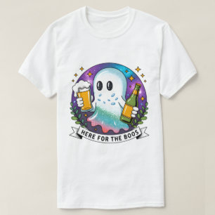 Here for the Boos Beer Ghost-Funny Halloween 2025 T-Shirt