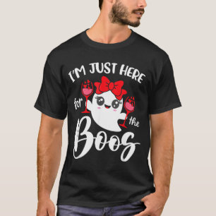 Here For The Boos Cute Ghost Funny Women Halloween T-Shirt