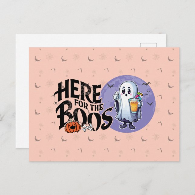 Here for the Boos | Drink Up and Get Your Spook On Postcard (Front/Back)