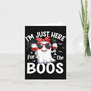 Here for The Boos Funny Halloween Women Ghost Wine Card