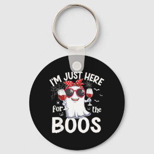 Here for The Boos Funny Halloween Women Ghost Wine Key Ring