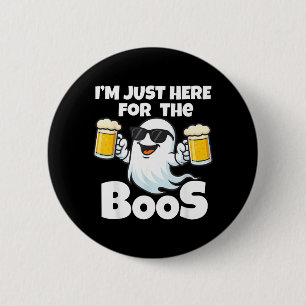 Here for The Boos Ghost Sunglasses Funny Halloween 6 Cm Round Badge