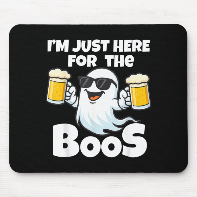 Here for The Boos Ghost Sunglasses Funny Halloween Mouse Pad (Front)
