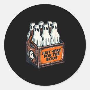 Here For The Boos Halloween 6 Pack Booze Ghost Bee Classic Round Sticker