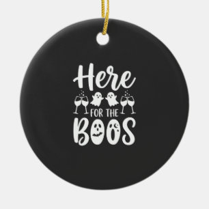 Here For The Boos Halloween Ghost Design_1 Ceramic Ornament