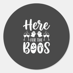 Here For The Boos Halloween Ghost Design_1 Classic Round Sticker