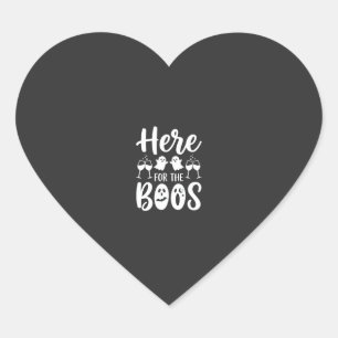 Here For The Boos Halloween Ghost Design_1 Heart Sticker