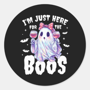 Here For The Boos Halloween Women Ghost Cute Funny Classic Round Sticker