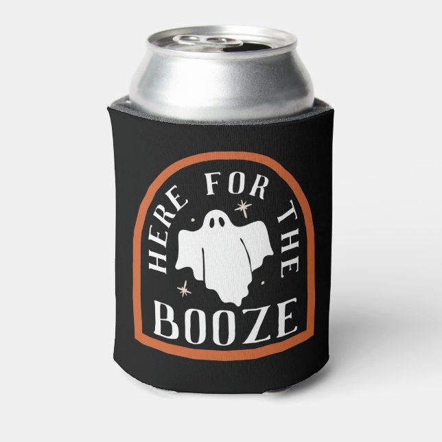 Here for the Booze Ghost Halloween Can Cooler (Can Back)