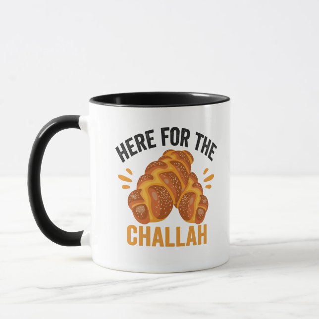 Here For the Challah Funny Jewish Hanukkah Bread Mug (Left)