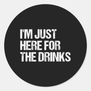 Here For The Drinks Funny Simple Halloween Costume Classic Round Sticker