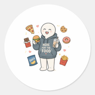 Here For The Food Funny Foodie Meme Classic Round Sticker