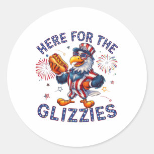 Here For The Glizzies Hot Dog America Flag Classic Round Sticker