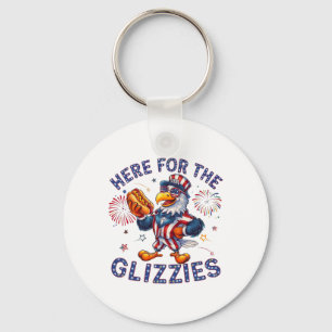 Here For The Glizzies Hot Dog America Flag  Key Ring