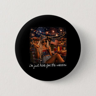Here For The Hot Dog Wieners Funny 4th Of July 6 Cm Round Badge