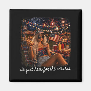 Here For The Hot Dog Wieners Funny 4th Of July Magnet