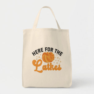 Here For The Latkes Funny Jewish Hanukah Holiday Tote Bag