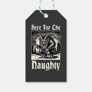 Here for the Naughty Krampus Spooky Xmas Devil Gift Tags