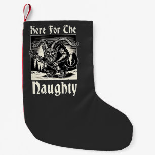 Here for the Naughty Krampus Spooky Xmas Devil  Small Christmas Stocking