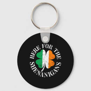 Here For The Shenanigan American Flag Irish St Pat Key Ring