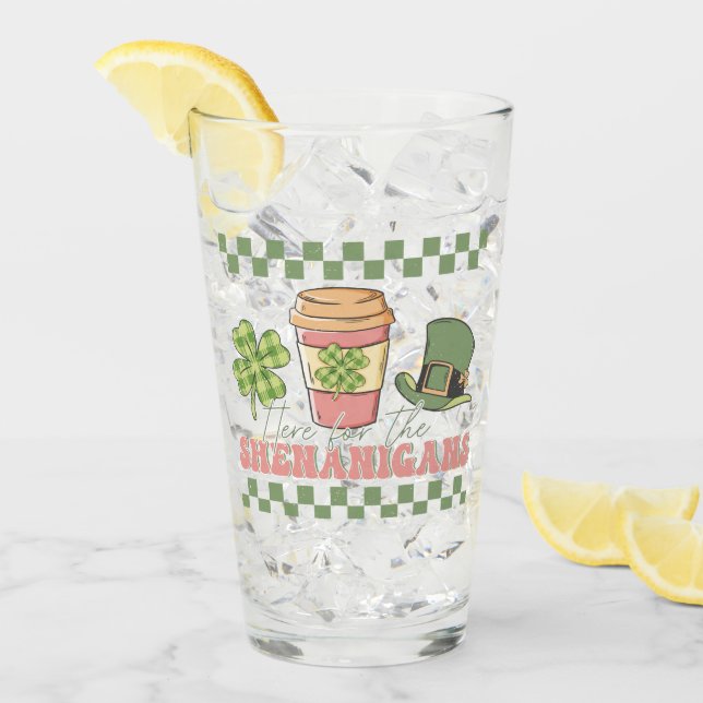 Here For The Shenanigans - Clover Coffee Glass (Front Ice)