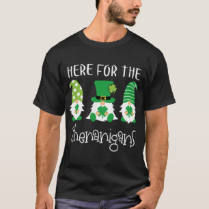 Here For The Shenanigans St Patrick's Day Gnome T-Shirt
