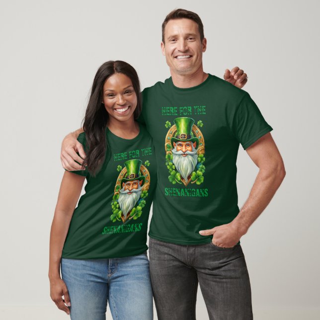 Here for the Shenanigan's St Patrick's Day Gnome  T-Shirt (Unisex)