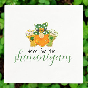 Here for the Shenanigans St Patricks Leprechaun  Napkin